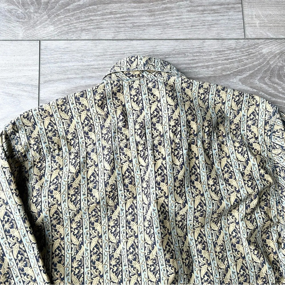 Indigo Palm Paisley Pattern Button Down Western Shirt - Picture 12 of 14